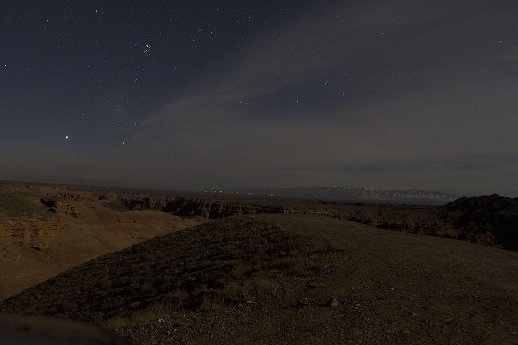 Stars over Charyn and Tian Shan mountains