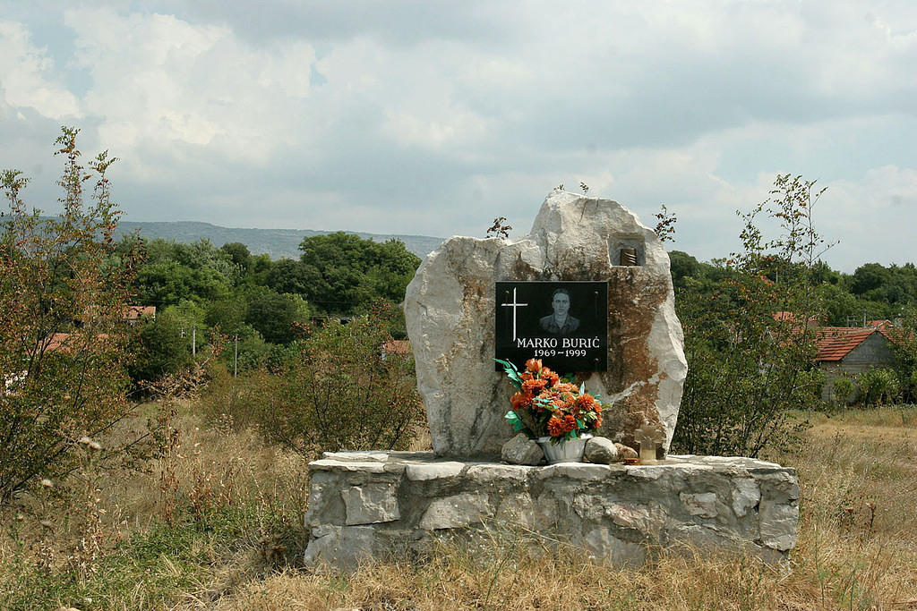 War memorial of a fallen soldier in Bosnia
