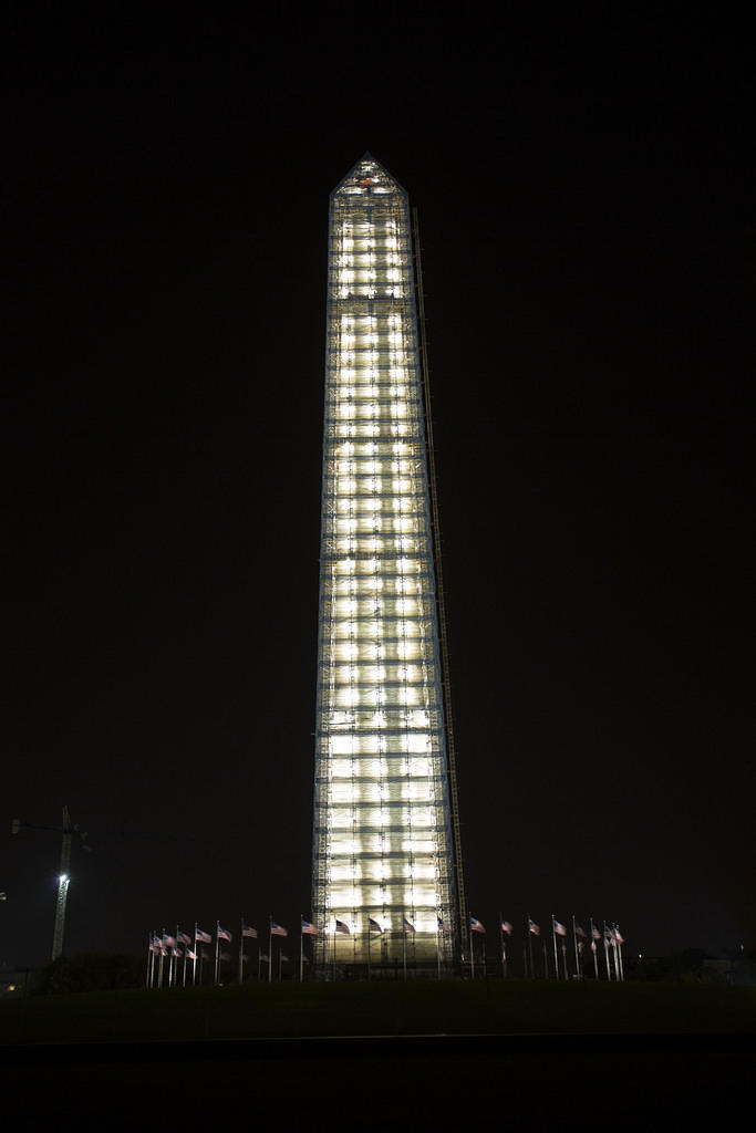 Washington monument and scaffolding