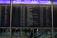 The departure board at Frankfurt airport.