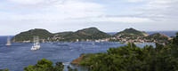 Viewing Bourg des Saintes harbor and Fort Napolean, Terre-de-Haut, Les Saintes, Guadeloupe.