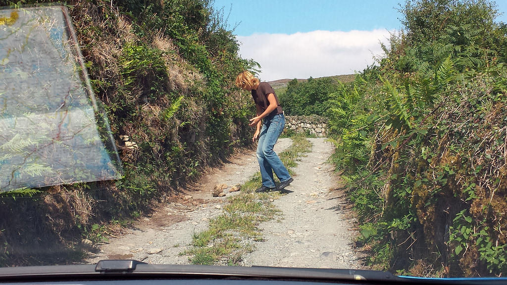 Clearing rocks from the road
