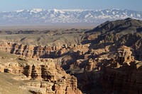 Charyn Canyon and the Tian Shan mountains