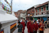 Monks circling the stupa.