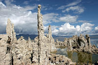 These stacks bubble up from the lake bed, forming "tufa"