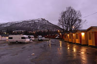 Tromsø Camping.  We stayed in the red 4-person cabin behind the white van on the right.