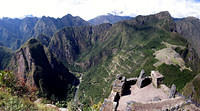 Machu Picchu from atop Wayna Picchu (check out the switchback trail up the mountain)